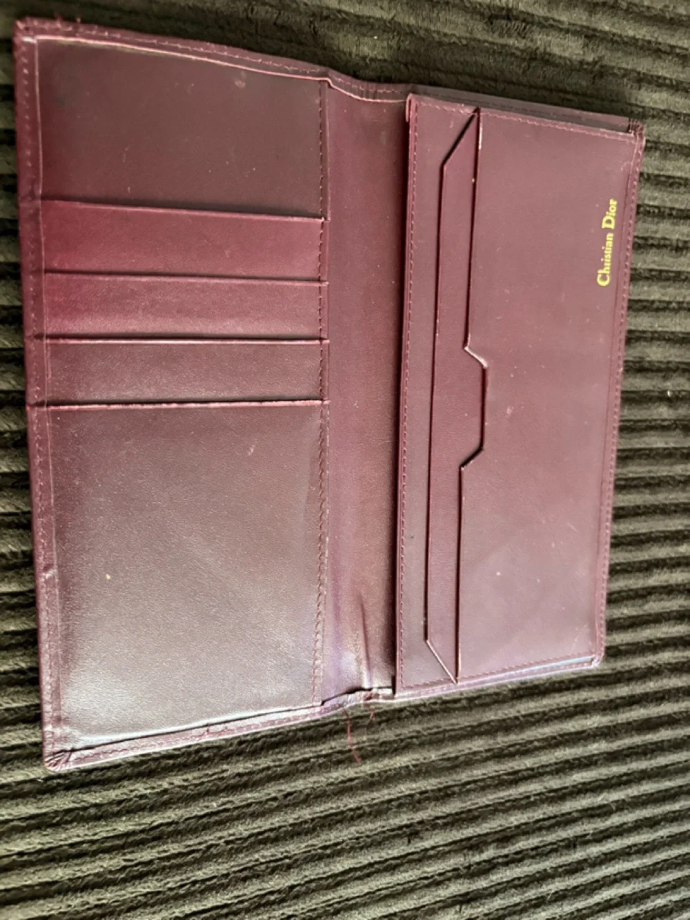 Vintage Christian Dior Burgundy Long Unisex Wallet Case